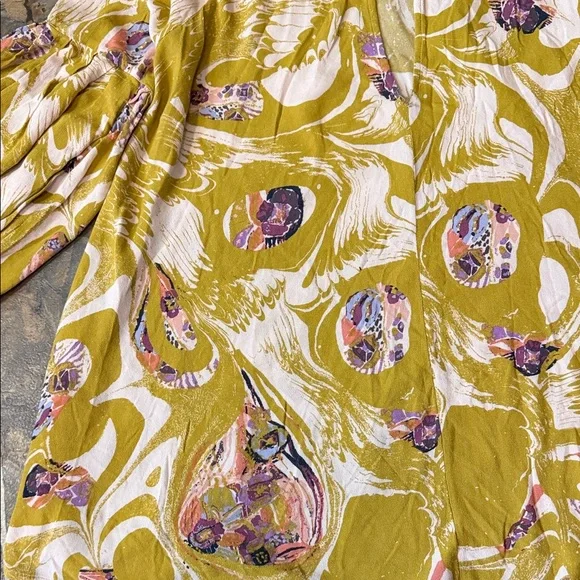 Free People Chartreuse Floral Off-Shoulder Blouse - Picture 9 of 9